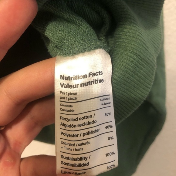 Angel’s Welcome Market Green Long Cropped Crew Neck Sweatshirt Large - Picture 4 of 5